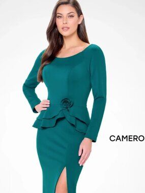 Mother's evening dress CB3235 Cameron Blake Size 6 Peacock color